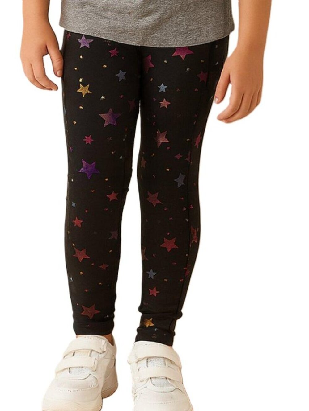 Athletic Works Girls Leggings Star Print Performance Black Multicolor Stars XS
